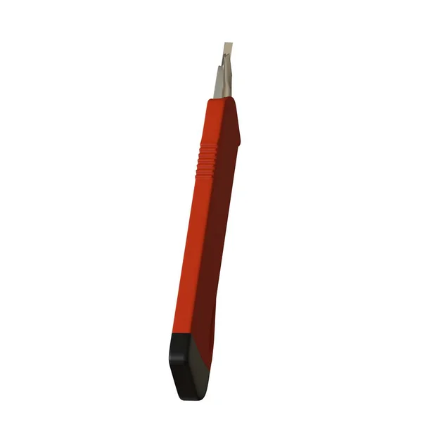 Cuchillo de papel rojo aislado sobre fondo blanco. Representación 3D de excelente calidad en alta resolución. Se puede ampliar y utilizar como fondo o textura . — Foto de Stock