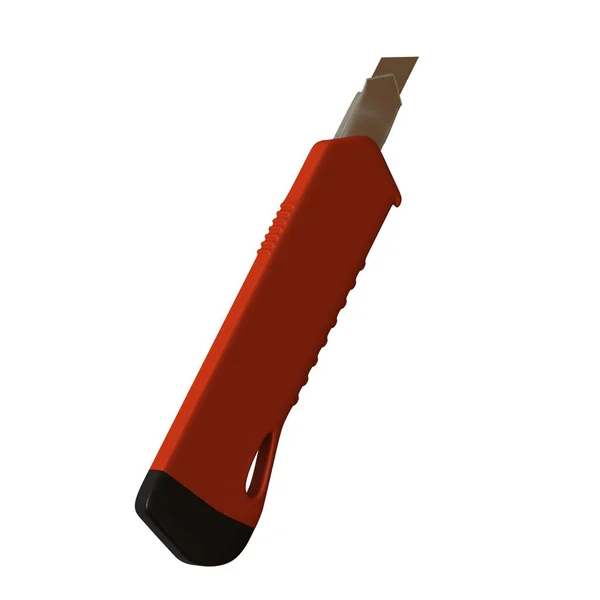 Cuchillo de papel rojo aislado sobre fondo blanco. Representación 3D de excelente calidad en alta resolución. Se puede ampliar y utilizar como fondo o textura . — Foto de Stock