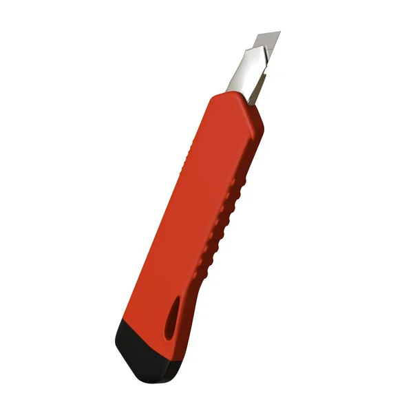 Red paper knife isolated on white background. 3D rendering of excellent quality in high resolution. It can be enlarged and used as a background or texture. — Stock Photo, Image