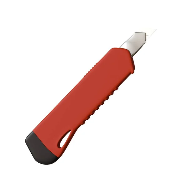 Kırmızı kağıt bıçağı beyaz arka planda izole edilmiş. Yüksek çözünürlüklü 3D tasarım. Büyütülebilir ve arka plan ya da doku olarak kullanılabilir.. — Stok fotoğraf
