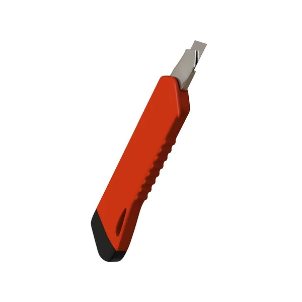 Coltello di carta rosso isolato su sfondo bianco. Rendering 3D di ottima qualità in alta risoluzione. Può essere ingrandito e utilizzato come sfondo o texture . — Foto Stock