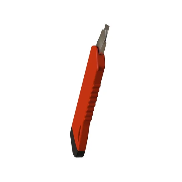 白い背景に隔離された赤いペーパーナイフ。高解像度で優れた品質の3Dレンダリング。拡大して背景やテクスチャとして使用できます。. — ストック写真