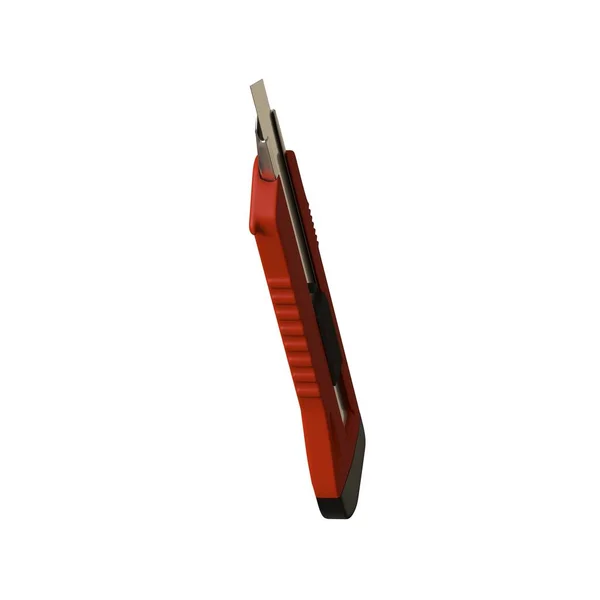 Czerwony nóż papierowy odizolowany na białym tle. 3d renderowanie doskonałej jakości w wysokiej rozdzielczości. Można go powiększyć i wykorzystać jako tło lub teksturę. — Zdjęcie stockowe