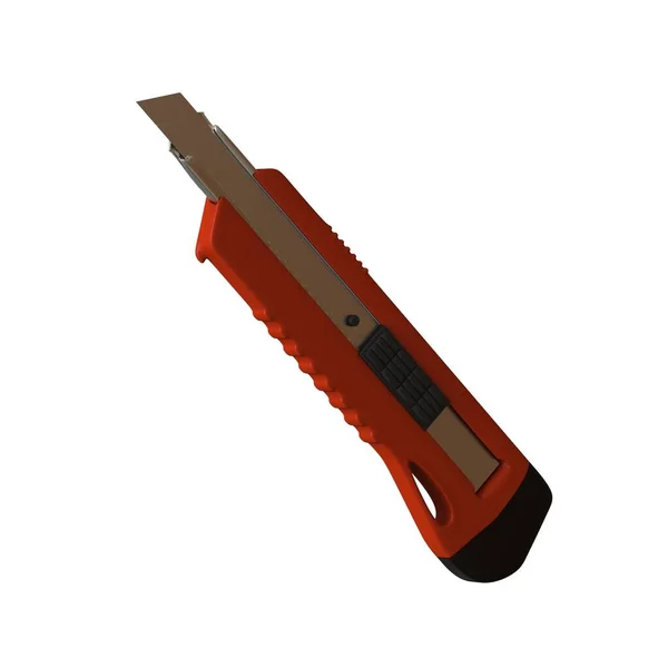 Coltello di carta rosso isolato su sfondo bianco. Rendering 3D di ottima qualità in alta risoluzione. Può essere ingrandito e utilizzato come sfondo o texture . — Foto Stock