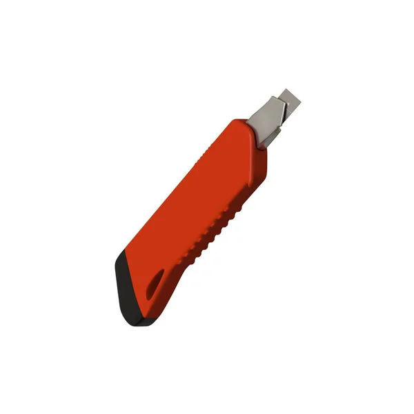 Rød papirkniv isolert på hvit bakgrunn. 3D-gjengivelse av utmerket kvalitet i høy oppløsning. Den kan utvides og brukes som bakgrunn eller som teksturer. . – stockfoto