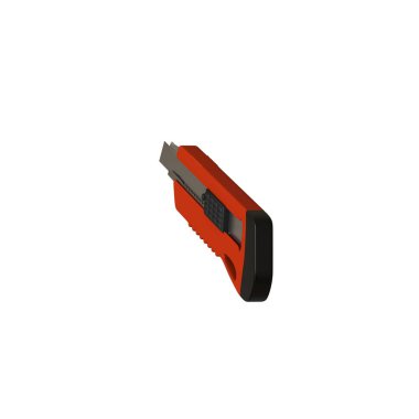 Kırmızı kağıt bıçağı beyaz arka planda izole edilmiş. Yüksek çözünürlüklü 3D tasarım. Büyütülebilir ve arka plan ya da doku olarak kullanılabilir..