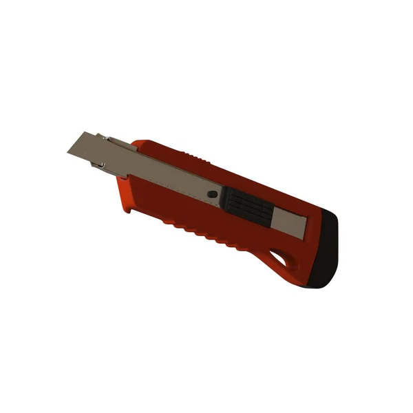 Coltello di carta rosso isolato su sfondo bianco. Rendering 3D di ottima qualità in alta risoluzione. Può essere ingrandito e utilizzato come sfondo o texture . — Foto Stock