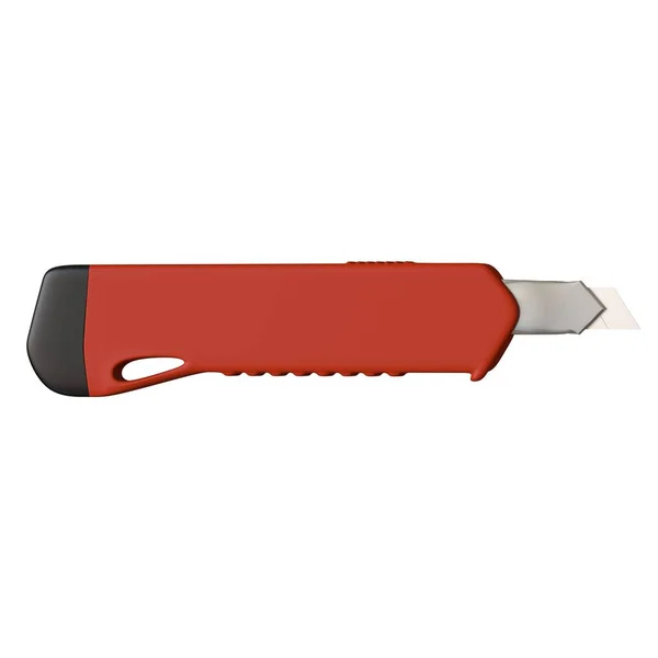 Červený nůž na papír izolovaný na bílém pozadí. 3D provedení vynikající kvality ve vysokém rozlišení. Může být zvětšena a použita jako pozadí nebo textura. — Stock fotografie