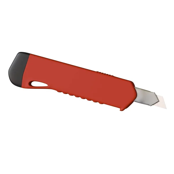 Cuchillo de papel rojo aislado sobre fondo blanco. Representación 3D de excelente calidad en alta resolución. Se puede ampliar y utilizar como fondo o textura . —  Fotos de Stock