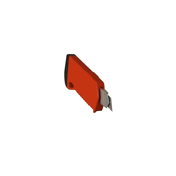 Rotes Papiermesser isoliert auf weißem Hintergrund. 3D-Rendering von hervorragender Qualität in hoher Auflösung. es kann vergrößert und als Hintergrund oder Textur verwendet werden. — Stockfoto