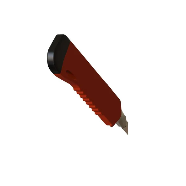 흰 배경에는 빨간 종이 칼 이 분리되어 있습니다. 고해상도의 우수 한 품질의 3 차원 렌더링. 그것을 확대하여 배경이나 질감으로 사용 할 수있다. — 스톡 사진