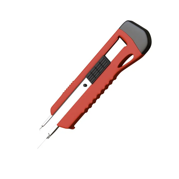 Couteau en papier rouge isolé sur fond blanc. rendu 3D d'excellente qualité en haute résolution. Il peut être agrandi et utilisé comme fond ou texture . — Photo