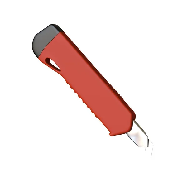 Röd papperskniv isolerad på vit bakgrund. 3D-återgivning av utmärkt kvalitet i hög upplösning. Den kan förstoras och användas som bakgrund eller textur. — Stockfoto