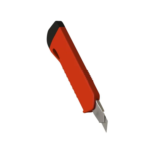 Coltello di carta rosso isolato su sfondo bianco. Rendering 3D di ottima qualità in alta risoluzione. Può essere ingrandito e utilizzato come sfondo o texture . — Foto Stock