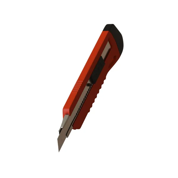 Cuchillo de papel rojo aislado sobre fondo blanco. Representación 3D de excelente calidad en alta resolución. Se puede ampliar y utilizar como fondo o textura . —  Fotos de Stock