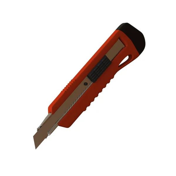 Couteau en papier rouge isolé sur fond blanc. rendu 3D d'excellente qualité en haute résolution. Il peut être agrandi et utilisé comme fond ou texture . — Photo