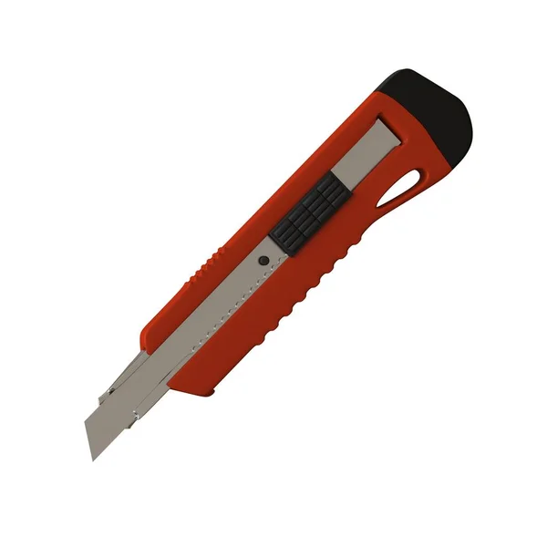 白い背景に隔離された赤いペーパーナイフ。高解像度で優れた品質の3Dレンダリング。拡大して背景やテクスチャとして使用できます。. — ストック写真