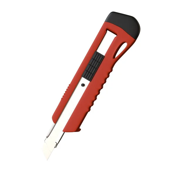 Cuchillo de papel rojo aislado sobre fondo blanco. Representación 3D de excelente calidad en alta resolución. Se puede ampliar y utilizar como fondo o textura . —  Fotos de Stock