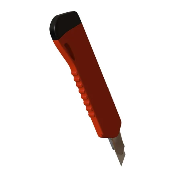 흰 배경에는 빨간 종이 칼 이 분리되어 있습니다. 고해상도의 우수 한 품질의 3 차원 렌더링. 그것을 확대하여 배경이나 질감으로 사용 할 수있다. — 스톡 사진