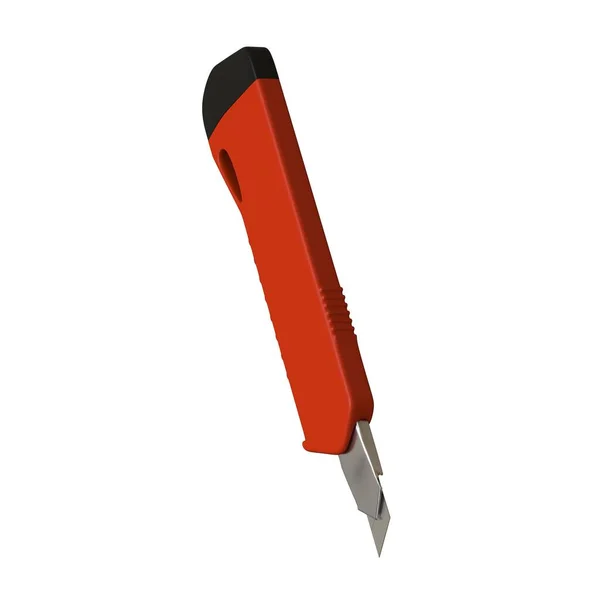 Красный нож бумаги изолирован на белом фоне. 3D рендеринг отличного качества в высоком разрешении. Его можно увеличить и использовать в качестве фона или текстуры . — стоковое фото