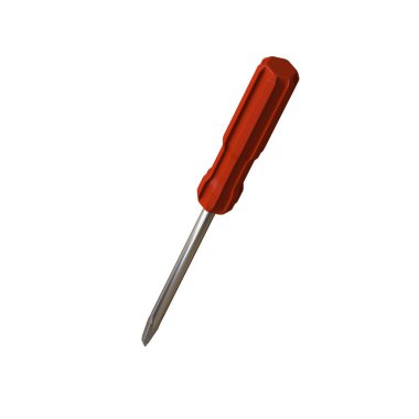 Beyaz arka planda kırmızı kalemli tornavida, izole et. Yüksek çözünürlüklü 3D tasarım. Büyütülebilir ve arka plan ya da doku olarak kullanılabilir..