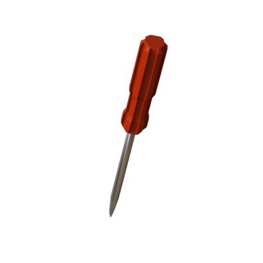 Beyaz arka planda kırmızı kalemli tornavida, izole et. Yüksek çözünürlüklü 3D tasarım. Büyütülebilir ve arka plan ya da doku olarak kullanılabilir..