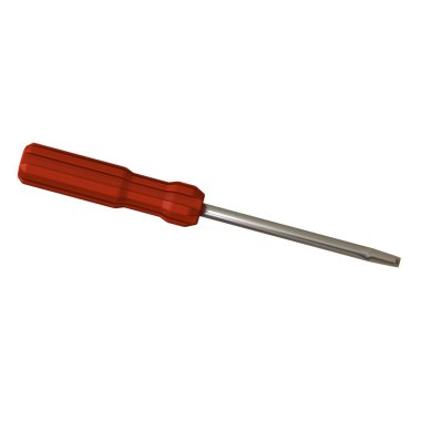 Beyaz arka planda kırmızı kalemli tornavida, izole et. Yüksek çözünürlüklü 3D tasarım. Büyütülebilir ve arka plan ya da doku olarak kullanılabilir..