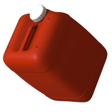 Beyaz zemin üzerinde motor yağı ya da kayganlaştırıcı bulunan kırmızı teneke kutu. Yüksek çözünürlüklü 3D tasarım. Büyütülebilir ve arka plan ya da doku olarak kullanılabilir..