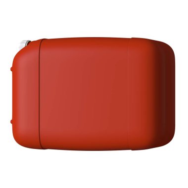 Beyaz zemin üzerinde motor yağı ya da kayganlaştırıcı bulunan kırmızı teneke kutu. Yüksek çözünürlüklü 3D tasarım. Büyütülebilir ve arka plan ya da doku olarak kullanılabilir..