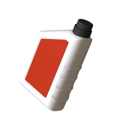 Beyaz arka planda yağlı yağ şişesi. Yüksek çözünürlüklü 3D tasarım. Büyütülebilir ve arka plan ya da doku olarak kullanılabilir..