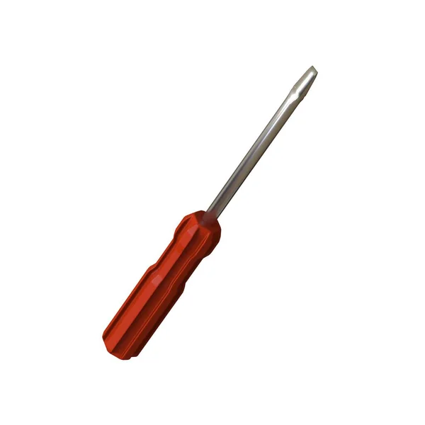 Schroevendraaier Met Een Rode Pen Een Witte Achtergrond Isoleren Weergave — Stockfoto