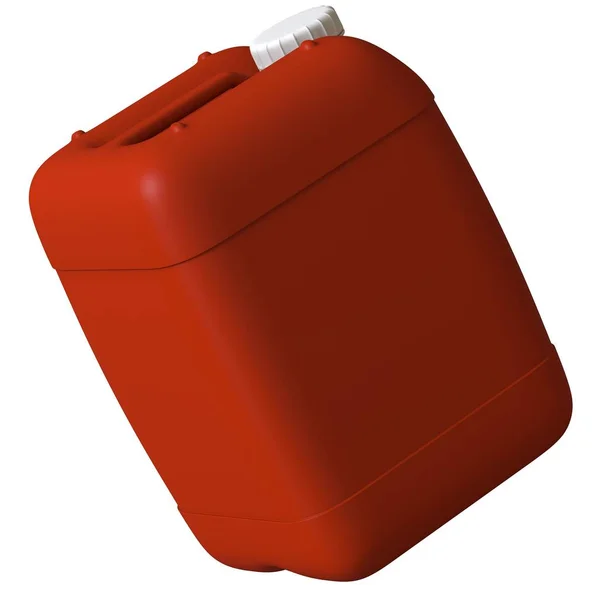 Bidon rouge avec huile moteur ou lubrifiant isolé sur fond blanc. rendu 3D d'excellente qualité en haute résolution. Il peut être agrandi et utilisé comme fond ou texture. — Photo