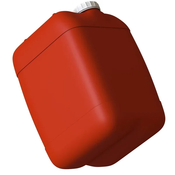 Red canister with engine oil or lubricant isolated on white background. 3D rendering of excellent quality in high resolution. It can be enlarged and used as a background or texture. — Stock Photo, Image