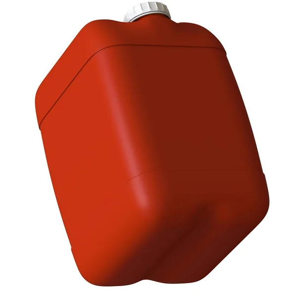 Röd behållare med motorolja eller smörjmedel isolerad på vit bakgrund. 3D-rendering av utmärkt kvalitet i hög upplösning. Den kan förstoras och användas som bakgrund eller textur. — Stockfoto