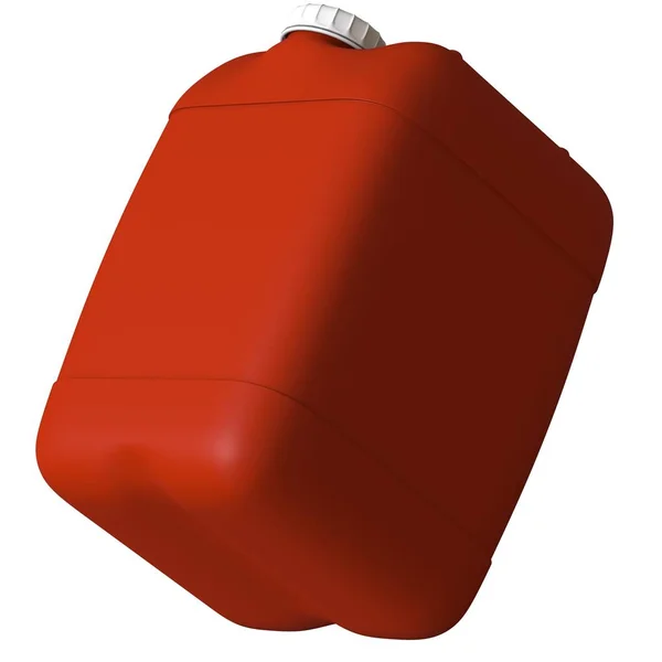 Red canister with engine oil or lubricant isolated on white background. 3D rendering of excellent quality in high resolution. It can be enlarged and used as a background or texture. — Stock Photo, Image