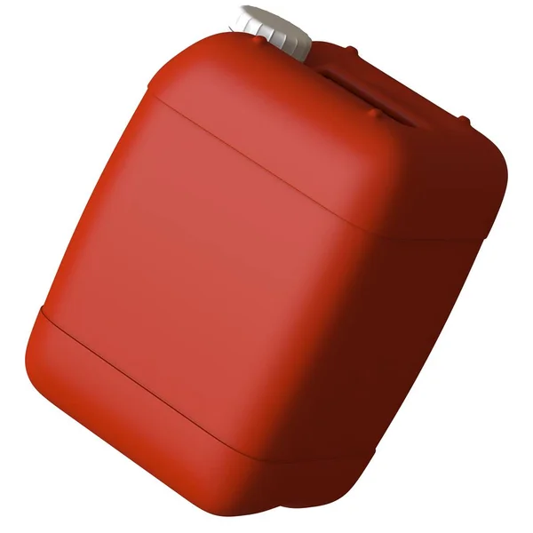 Red canister with engine oil or lubricant isolated on white background. 3D rendering of excellent quality in high resolution. It can be enlarged and used as a background or texture. — Stock Photo, Image