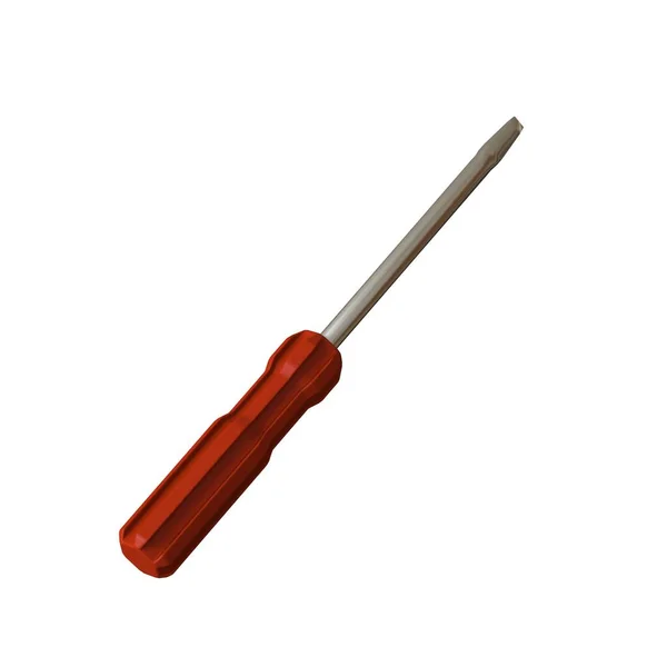 Schroevendraaier Met Een Rode Pen Een Witte Achtergrond Isoleren Weergave — Stockfoto