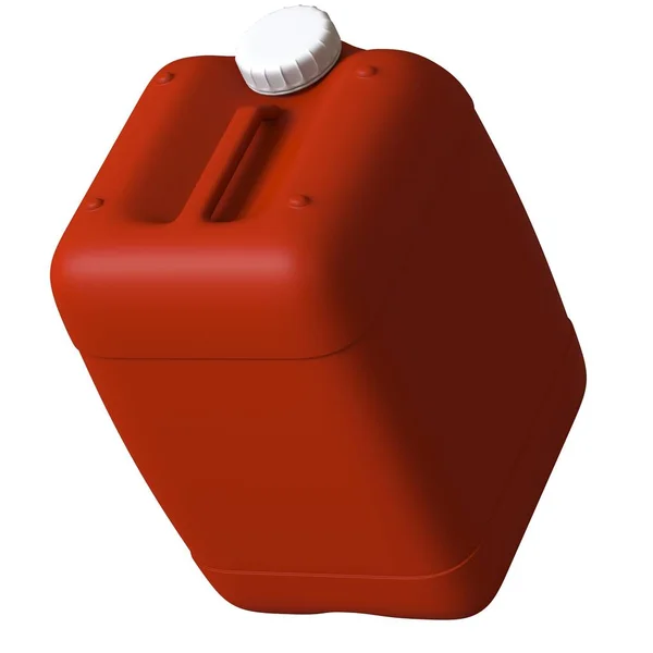 Beyaz zemin üzerinde motor yağı ya da kayganlaştırıcı bulunan kırmızı teneke kutu. Yüksek çözünürlüklü 3D tasarım. Büyütülebilir ve arka plan ya da doku olarak kullanılabilir.. — Stok fotoğraf