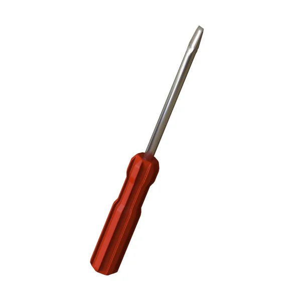 Schraubenzieher Mit Rotem Stift Auf Weißem Hintergrund Isolieren Rendering Von — Stockfoto