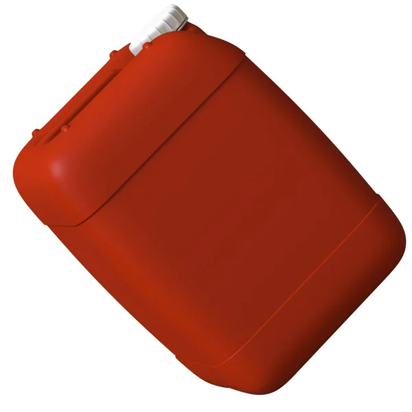 Red canister with engine oil or lubricant isolated on white background. 3D rendering of excellent quality in high resolution. It can be enlarged and used as a background or texture. — Stock Photo, Image
