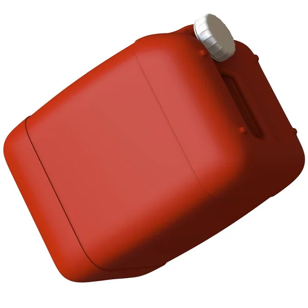 Röd behållare med motorolja eller smörjmedel isolerad på vit bakgrund. 3D-rendering av utmärkt kvalitet i hög upplösning. Den kan förstoras och användas som bakgrund eller textur. — Stockfoto