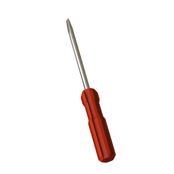 Schraubenzieher Mit Rotem Stift Auf Weißem Hintergrund Isolieren Rendering Von — Stockfoto