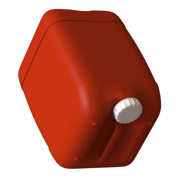 Bidon rouge avec huile moteur ou lubrifiant isolé sur fond blanc. rendu 3D d'excellente qualité en haute résolution. Il peut être agrandi et utilisé comme fond ou texture. — Photo