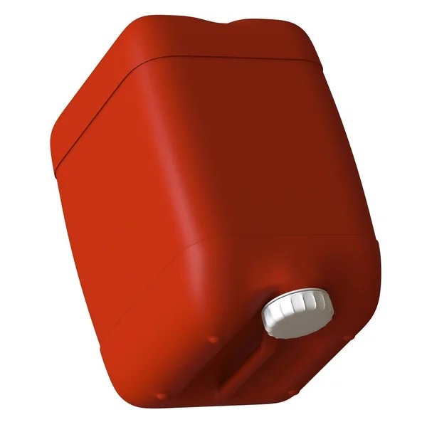 Roter Kanister mit Motoröl oder Schmiermittel isoliert auf weißem Hintergrund. 3D-Rendering von hervorragender Qualität in hoher Auflösung. Es kann vergrößert und als Hintergrund oder Textur verwendet werden. — Stockfoto