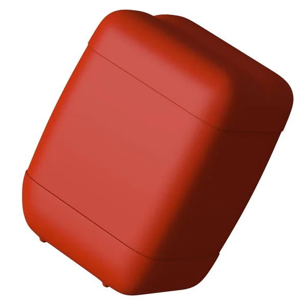 Bidon rouge avec huile moteur ou lubrifiant isolé sur fond blanc. rendu 3D d'excellente qualité en haute résolution. Il peut être agrandi et utilisé comme fond ou texture. — Photo