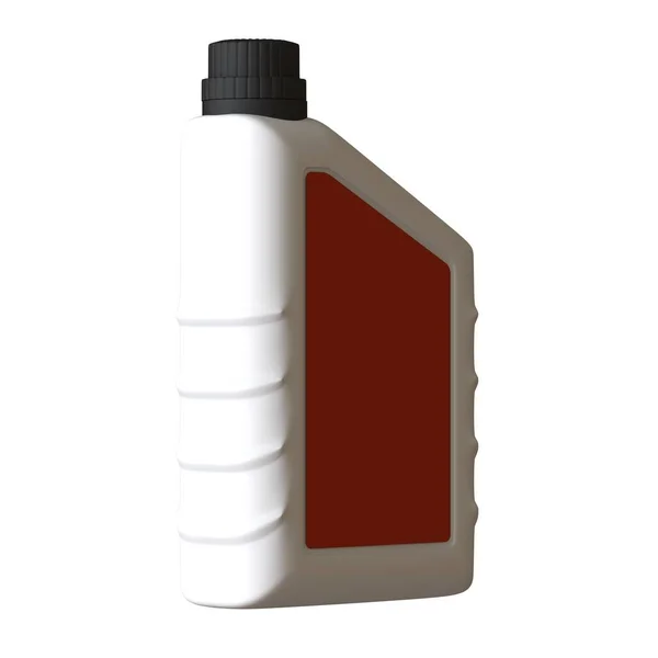Frasco de aceite lubricante sobre fondo blanco. Representación 3D de excelente calidad en alta resolución. Se puede ampliar y utilizar como fondo o textura . — Foto de Stock