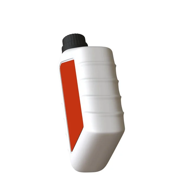 Smörjolja flaska på vit bakgrund. 3D-återgivning av utmärkt kvalitet i hög upplösning. Den kan förstoras och användas som bakgrund eller textur. — Stockfoto