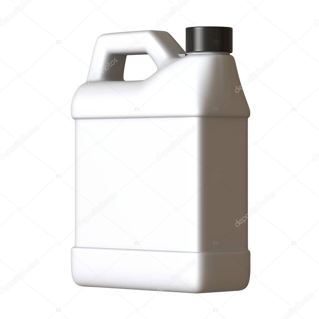 Lubricating oil bottle on white background. 3D rendering of excellent quality in high resolution. It can be enlarged and used as a background or texture.