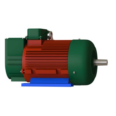 Electric motor on a white background, isolate.. 3D rendering of excellent quality in high resolution. It can be enlarged and used as a background or texture.