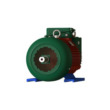 Electric motor on a white background, isolate.. 3D rendering of excellent quality in high resolution. It can be enlarged and used as a background or texture.